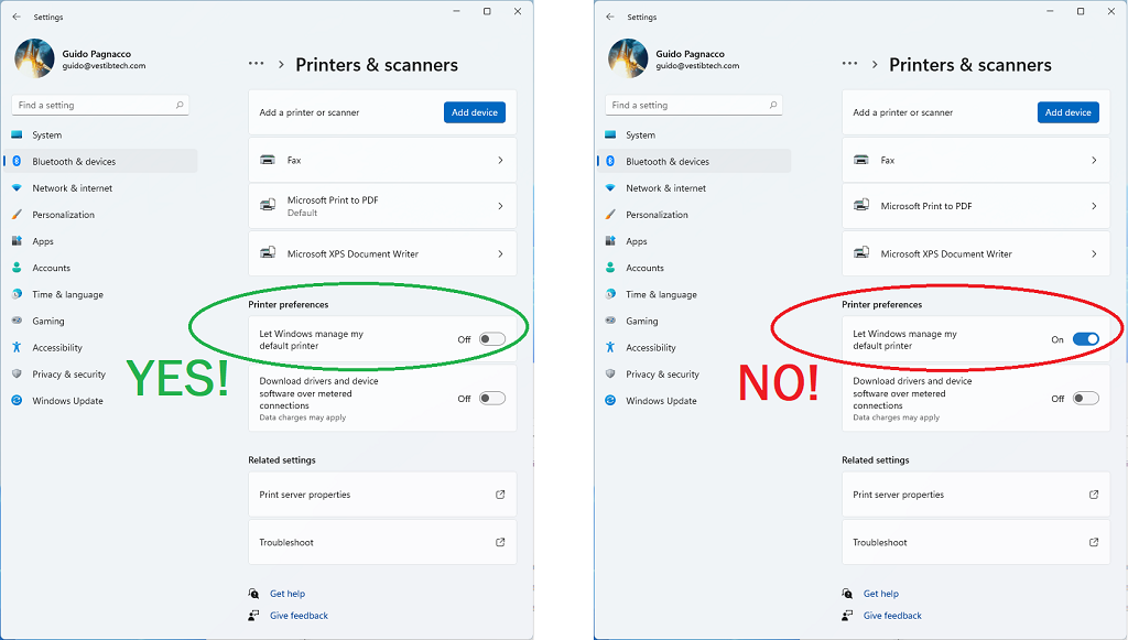 Windows 11 Printer settings image